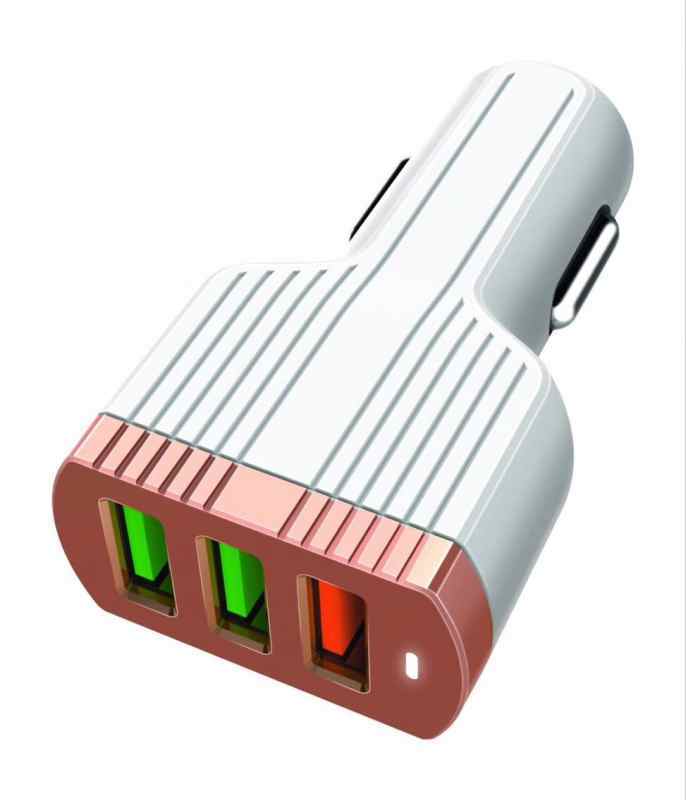 Auto punjac LDNIO C702Q Quick Charge 3.0 3xUSB 3.6V 3.0A sa micro USB kablom beli